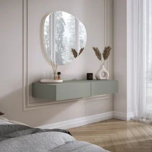 Hangende kaptafel met twee lades, gladde voorkant – Kleur: Wit, 100 x 40 x 16 cm