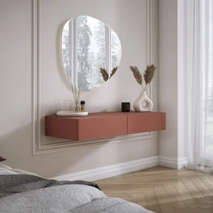 Hangende kaptafel met twee lades, gladde voorkant – Kleur: Zwart, 100 x 40 x 16 cm