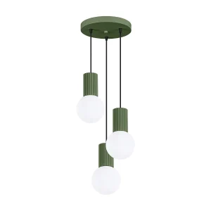 Hanglamp HALO modern van – 3 lichtbronnen – L.25 x H.125 cm – olijfgroen Hanglamp HALO modern van – 3 lichtbronnen – L.25 x H.125 cm – olijfgroen