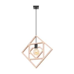 Hanglamp CARO modern van – 1 lichtbronnen – L.50 x H.145 cm – natuurlijk hout/zwart Hanglamp CARO modern van – 1 lichtbronnen – L.50 x H.145 cm – natuurlijk hout/zwart
