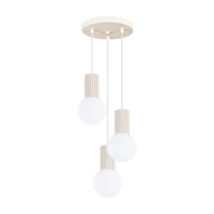 Hanglamp HALO modern van – 3 lichtbronnen – L.25 x H.125 cm – beige Hanglamp HALO modern van – 3 lichtbronnen – L.25 x H.125 cm – beige