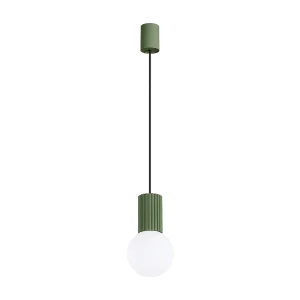 Hanglamp HALO modern van – 1 lichtbronnen – L.12 x H.120 cm – olijfgroen Hanglamp HALO modern van – 1 lichtbronnen – L.12 x H.120 cm – olijfgroen