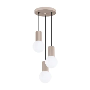 Hanglamp HALO modern van – 3 lichtbronnen – L.25 x H.125 cm – taupe Hanglamp HALO modern van – 3 lichtbronnen – L.25 x H.125 cm – taupe