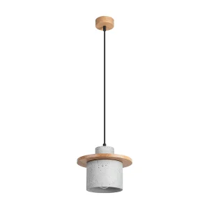Hanglamp MAB modern van – 1 lichtbronnen – L.22 x H.125 cm – grijs/natuurlijk hout Hanglamp MAB modern van – 1 lichtbronnen – L.22 x H.125 cm – grijs/natuurlijk hout