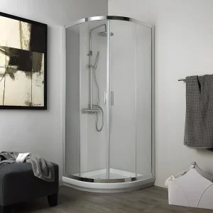Halfronde ronde douchecabine "Lima" in transparant gehard glas cm 80×80 185h Halfronde ronde douchecabine "Lima" in transparant gehard glas cm 80×80 185h