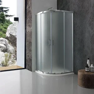 Halfronde docciadoos "Genova" met 2 ante scorrevoli in ondoorzichtig glas gematigd cm 80×80 185h