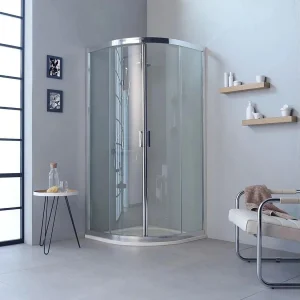 Halfronde douchecabine met schuifdeuren "Ferrara Two" in gehard glas cm 90×90 195h Halfronde douchecabine met schuifdeuren "Ferrara Two" in gehard glas cm 90×90 195h