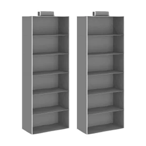 Hangende Opbergplanken 2 stuks 6 Niveaus in Grijs en Wit