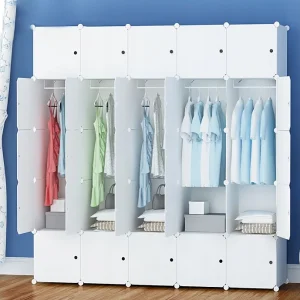 Grote modulaire kledingkast wit ruime xxl voor kledingplanken roede Grote modulaire kledingkast wit ruime xxl voor kledingplanken roede