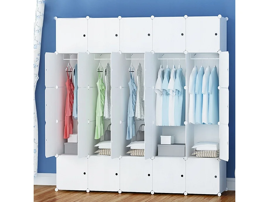 Grote modulaire kledingkast wit ruime xxl voor kledingplanken roede