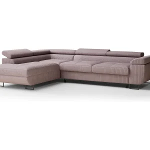 Hoekbank met slaapfunctie Concord in fluwelen stof – Vierpersoons – violet