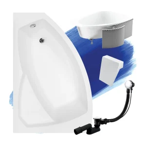 Hoekbadkuip RIMA 140×90 links met piepschuim bekleding en witte hoofdsteunen | Afvoer & voeten GRATIS! Hoekbadkuip RIMA 140×90 links met piepschuim bekleding en witte hoofdsteunen | Afvoer & voeten GRATIS!