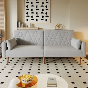 Grijze fluwelen tweezitsbank, verstelbare rugleuning en armleuningen, modern design, voor woonkamer of slaapkamer