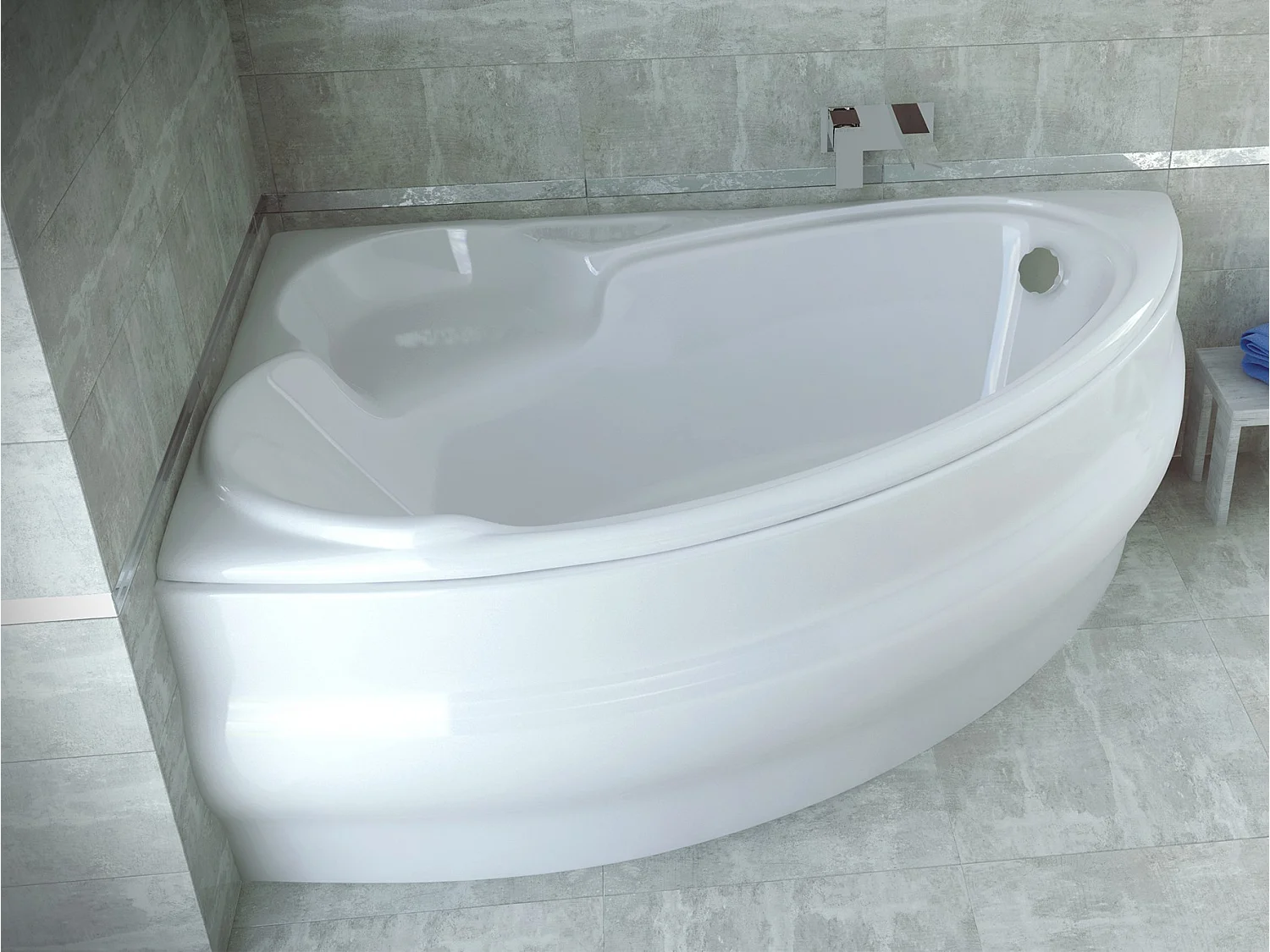 Hoekbad FINEZJA 140x95 links met acrylrand | Afvoer & voeten GRATIS!
