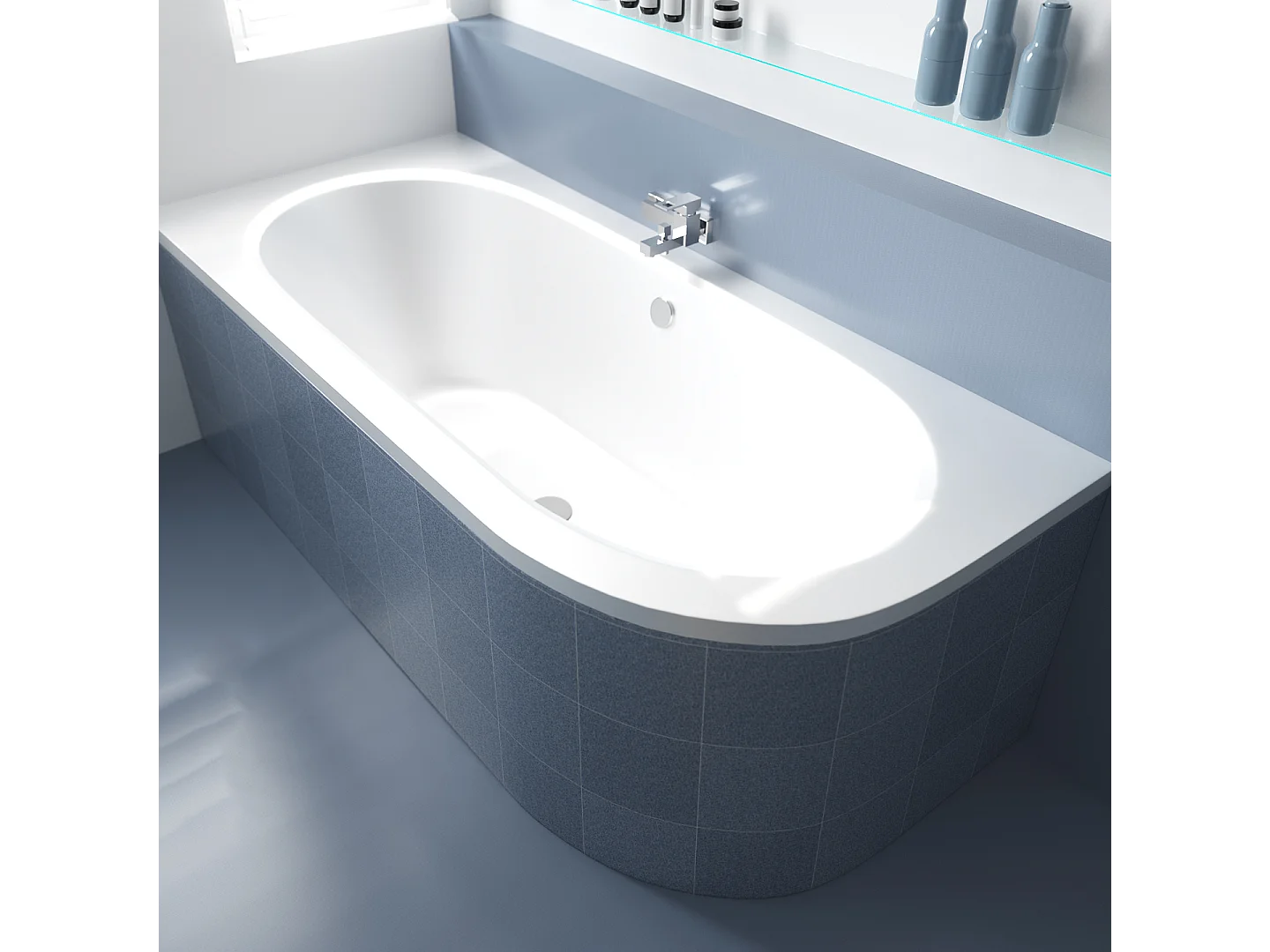 Hoekbad AVITA 170x75 links met piepschuim bekleding | Afvoer & voeten GRATIS!