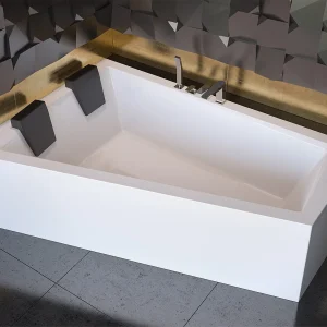 Hoekbad INTIMA 180×125 links met acrylschort en 2x hoofdsteunen | Afvoer &amp; voeten GRATIS!