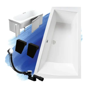 Hoekbad INTIMA 170×125 rechts met piepschuim bekleding en 2x hoofdsteunen | Afvoer &amp; voeten GRATIS!
