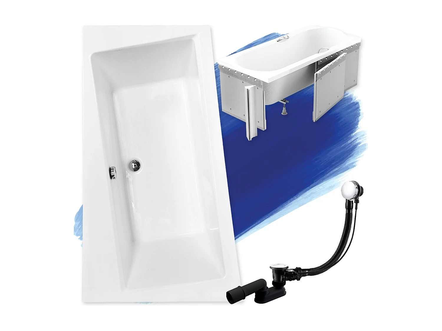 Hoekbad INFINITY 150x90 links met piepschuim bekleding | Afvoer & voeten GRATIS!