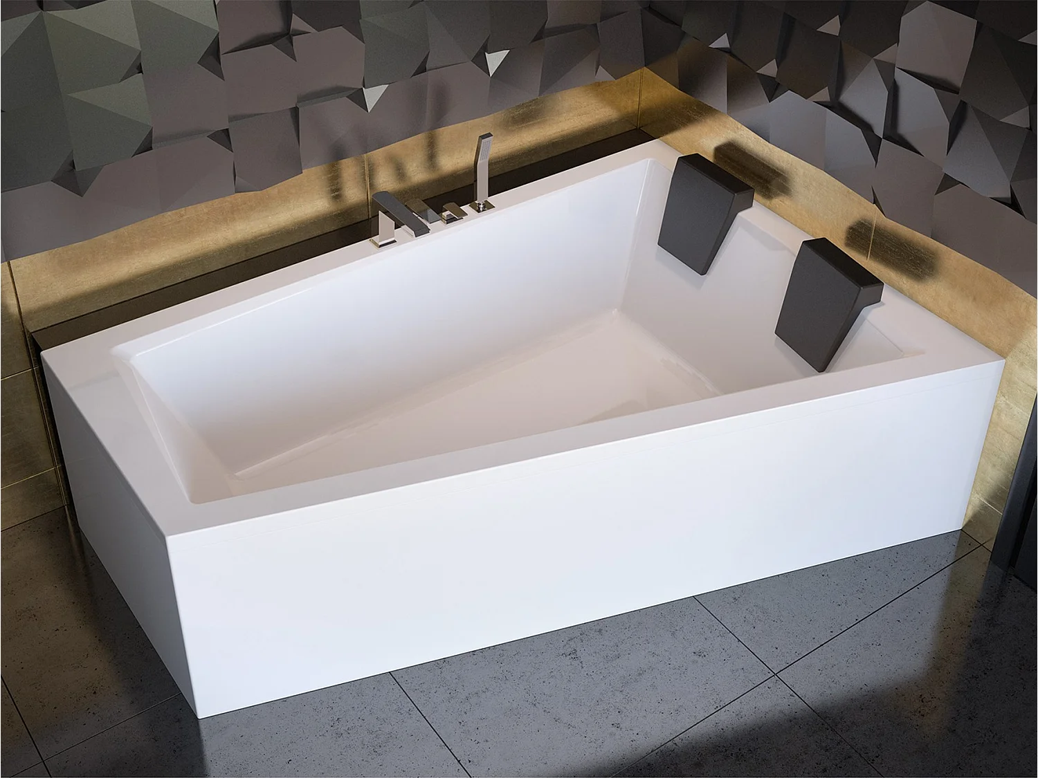 Hoekbad INTIMA 170x125 rechts met acrylschort en 2x hoofdsteunen | Afvoer & voeten GRATIS!