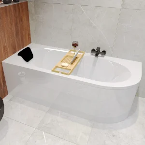 Hoekbad AVITA 150×75 links + bamboe badrek | Afvoer & poten GRATIS! Hoekbad AVITA 150×75 links + bamboe badrek | Afvoer & poten GRATIS!