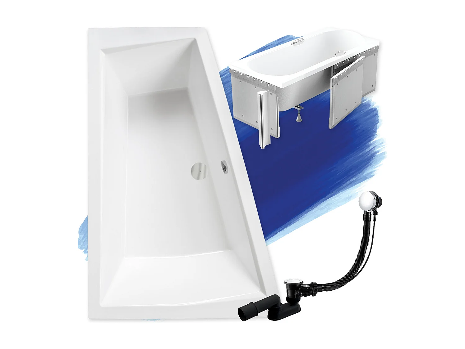 Hoekbad INTIMA 170x125 links met piepschuim bekleding | Afvoer & poten GRATIS!
