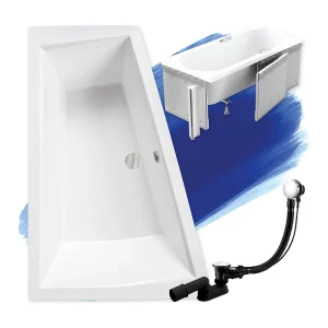 Hoekbad INTIMA 180×125 links met piepschuim bekleding | Afvoer &amp; poten GRATIS!
