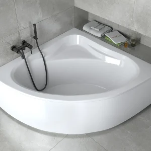 Hoekbad MIA 130×130 met acrylschort | Afvoer & poten GRATIS! Hoekbad MIA 130×130 met acrylschort | Afvoer & poten GRATIS!