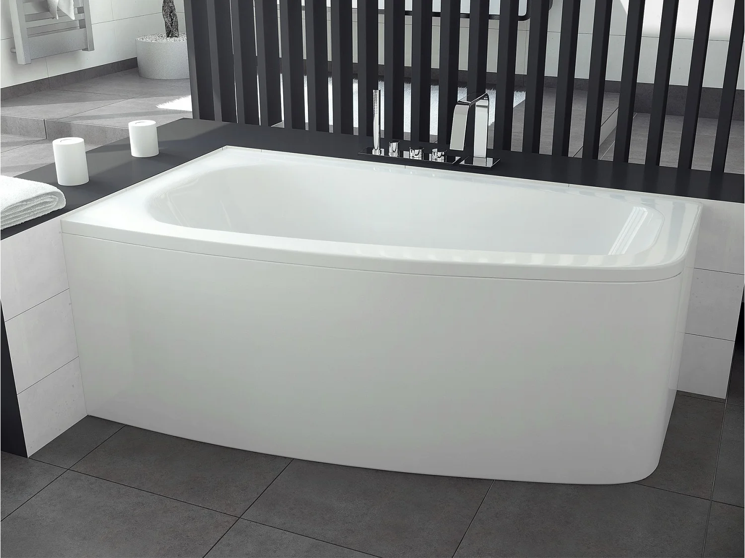 Hoekbad LUNA 150x80 links met acrylrand | Afvoer & poten GRATIS!