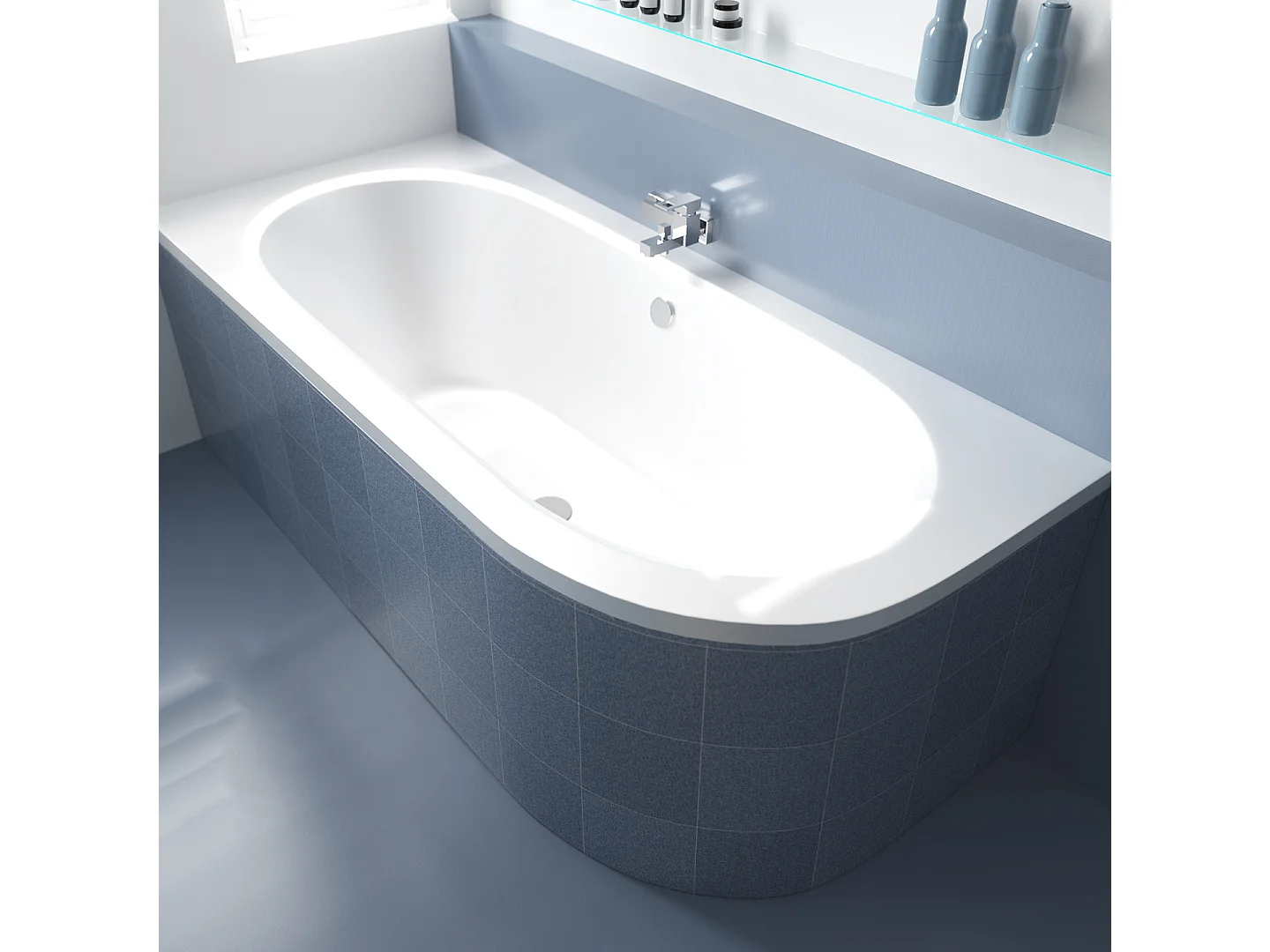 Hoekbad AVITA 180x80 links met piepschuim bekleding | Afvoer & poten GRATIS!