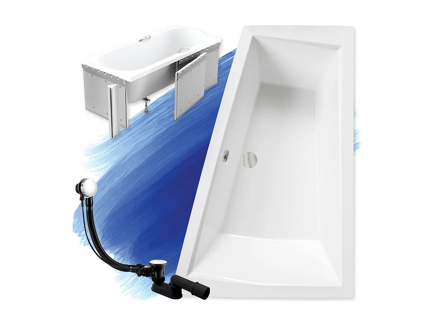Hoekbad INTIMA 170x125 rechts met piepschuim bekleding | Afvoer & voeten GRATIS!