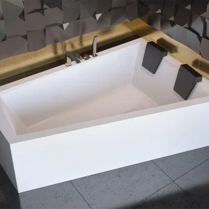 Hoekbad INTIMA 180×125 rechts met acrylschort en 2x hoofdsteunen | Afvoer &amp; voeten GRATIS!