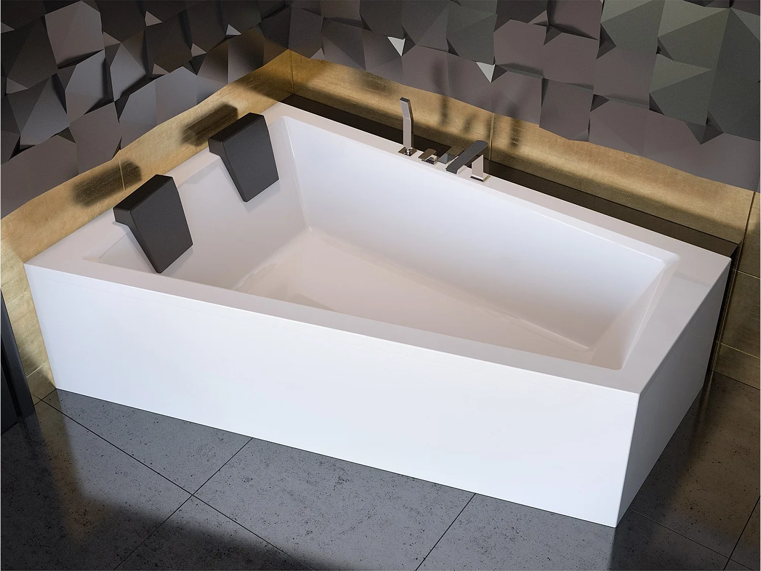 Hoekbad INTIMA 170x125 links met acrylschort | Afvoer & voeten GRATIS!