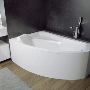 Hoekbadkuip RIMA 130×85 links met piepschuim bekleding | Afvoer &amp; voeten GRATIS!