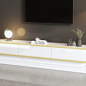 Glanzende TV-meubel 200×40×40 cm – 3 laden – Spaanplaat – Wit Glanzende TV-meubel 200×40×40 cm – 3 laden – Spaanplaat – Wit