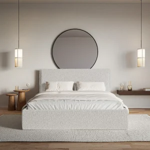 Gestoffeerd bed – 140×200 cm – lichtgrijs – waterafstotende chenille – SOFTIE SLIM Gestoffeerd bed – 140×200 cm – lichtgrijs – waterafstotende chenille – SOFTIE SLIM
