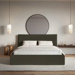 Gestoffeerd bed – 180×200 cm – donkergroen – waterafstotende velours – SOFTIE