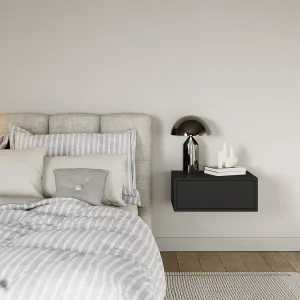 Hangend nachtkastje – met lade – zwart – 50 cm – FRAMME