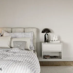 Hangend nachtkastje – met lade en open vak – wit – 50 cm – FRAMME
