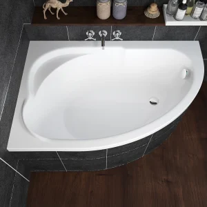 Hoekbad STANDARD 130×85 rechts met piepschuim bekleding | Afvoer &amp; poten GRATIS!