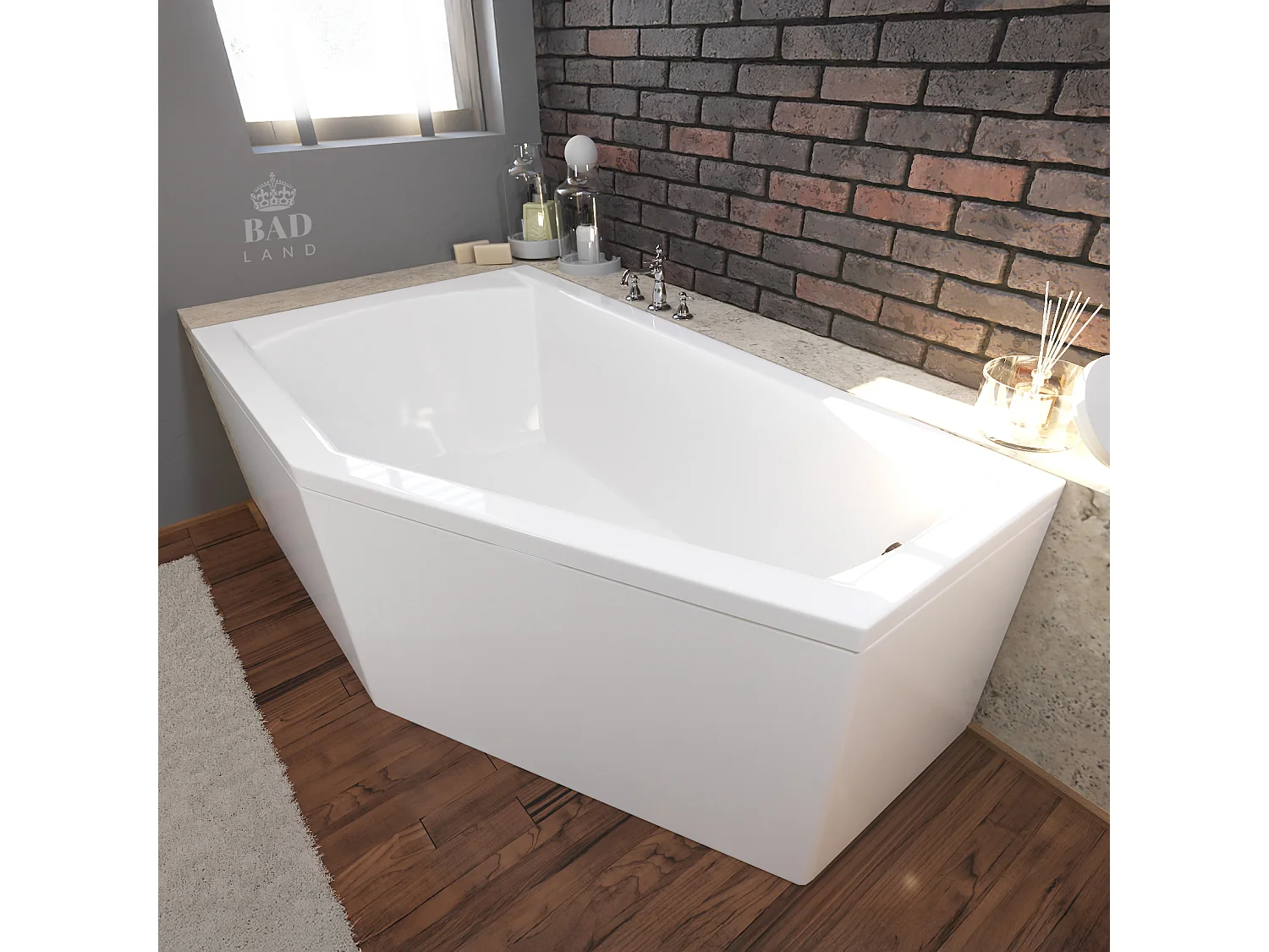 Hoekbad SELENA 150x90 links met acrylrand | Afvoer & poten GRATIS!