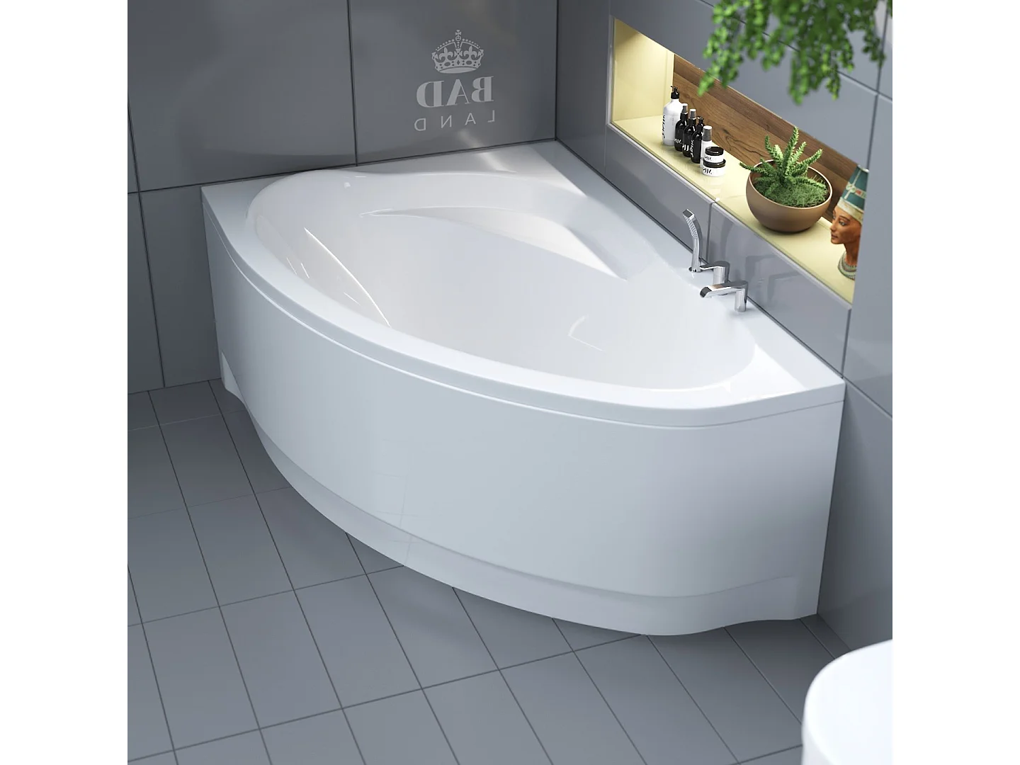 Hoekbad MAREA 160x100 links met acrylschort | Afvoer & poten GRATIS!