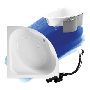 Hoekbad STANDARD 150×150 met piepschuim bekleding | Afvoer &amp; poten GRATIS!