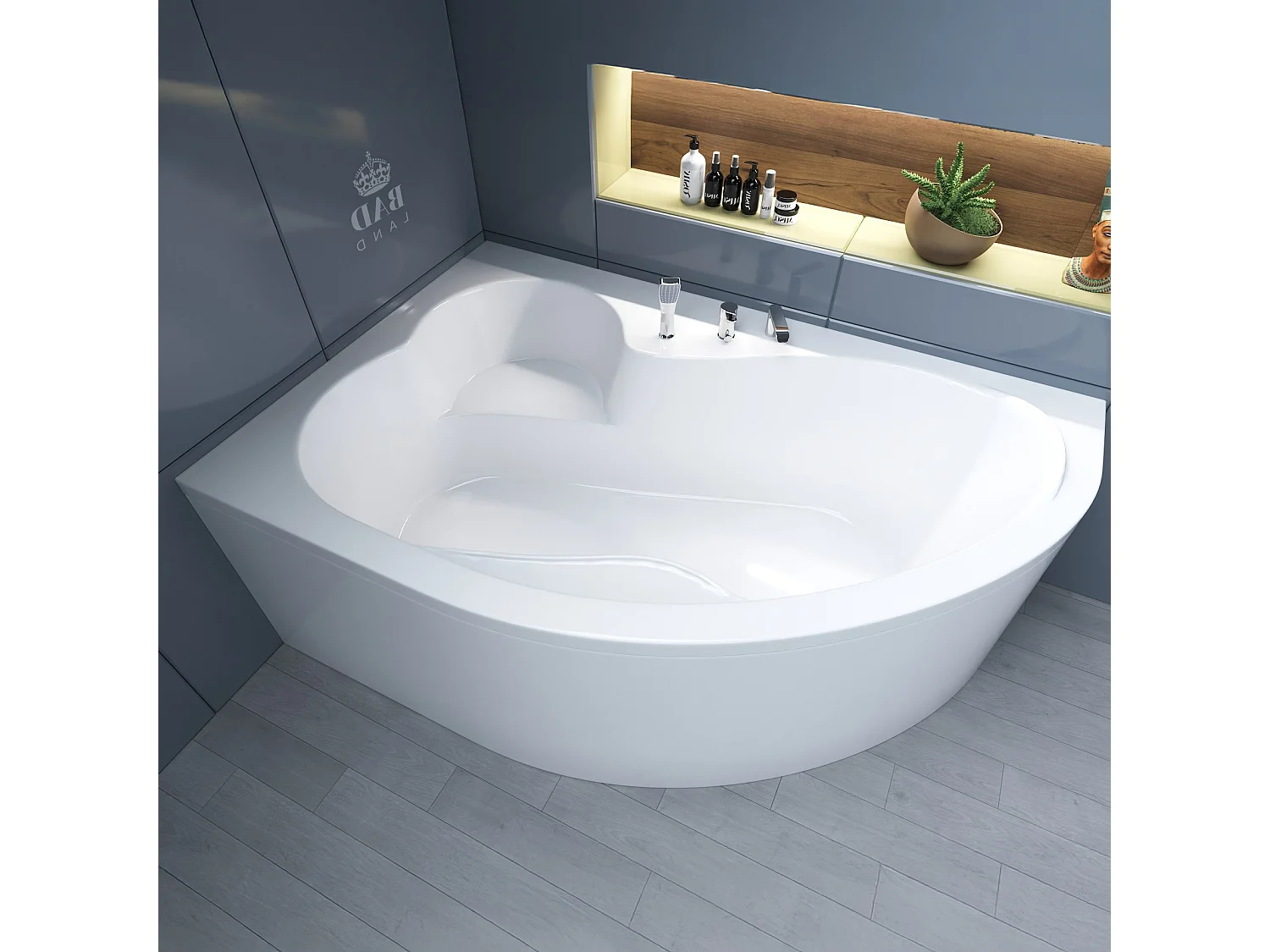 Hoekbad MEGA 160x105 links met acrylschort | Afvoer & voeten GRATIS!
