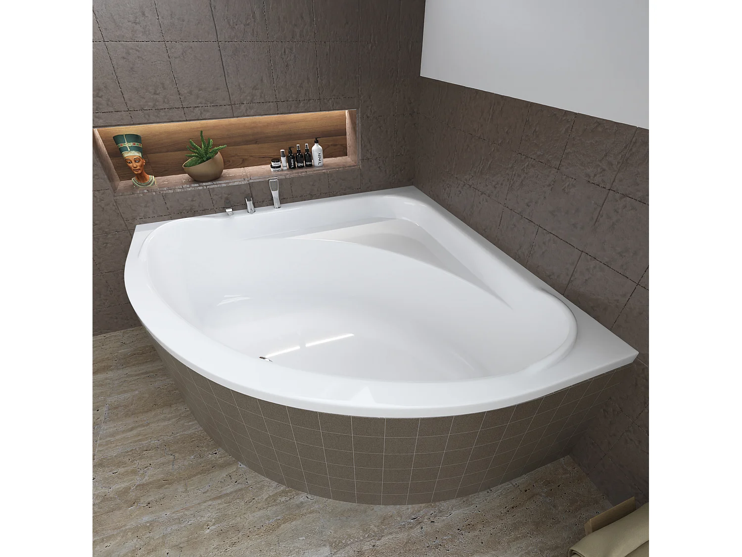 Hoekbad STANDARD 140x140 met piepschuim bekleding | Afvoer & poten GRATIS!