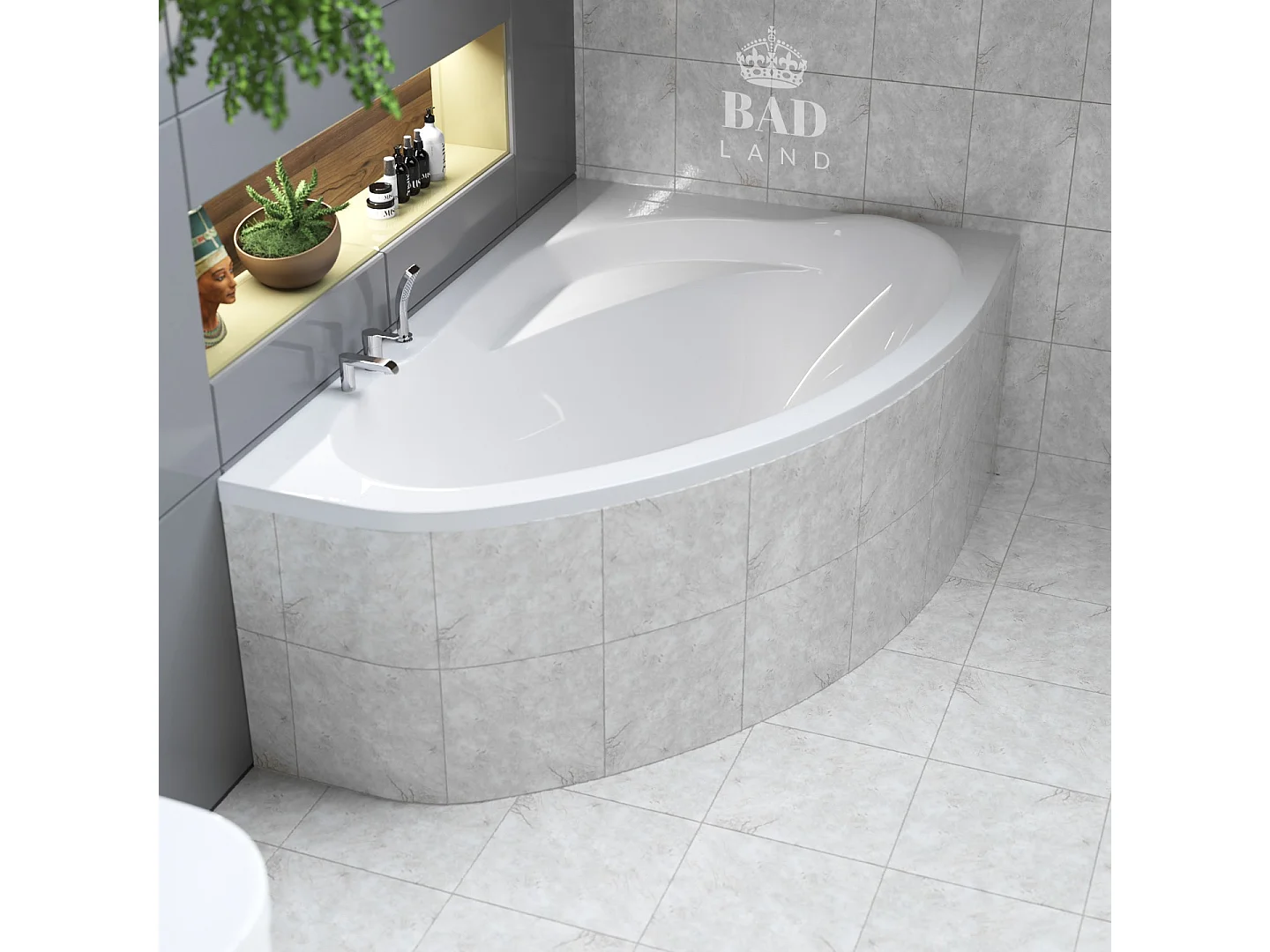 Hoekbad MAREA 150x100 rechts met piepschuim bekleding | Afvoer & voeten GRATIS!