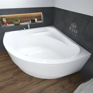Hoekbad STANDARD 140×140 met acrylrand | Afvoer &amp; poten GRATIS!