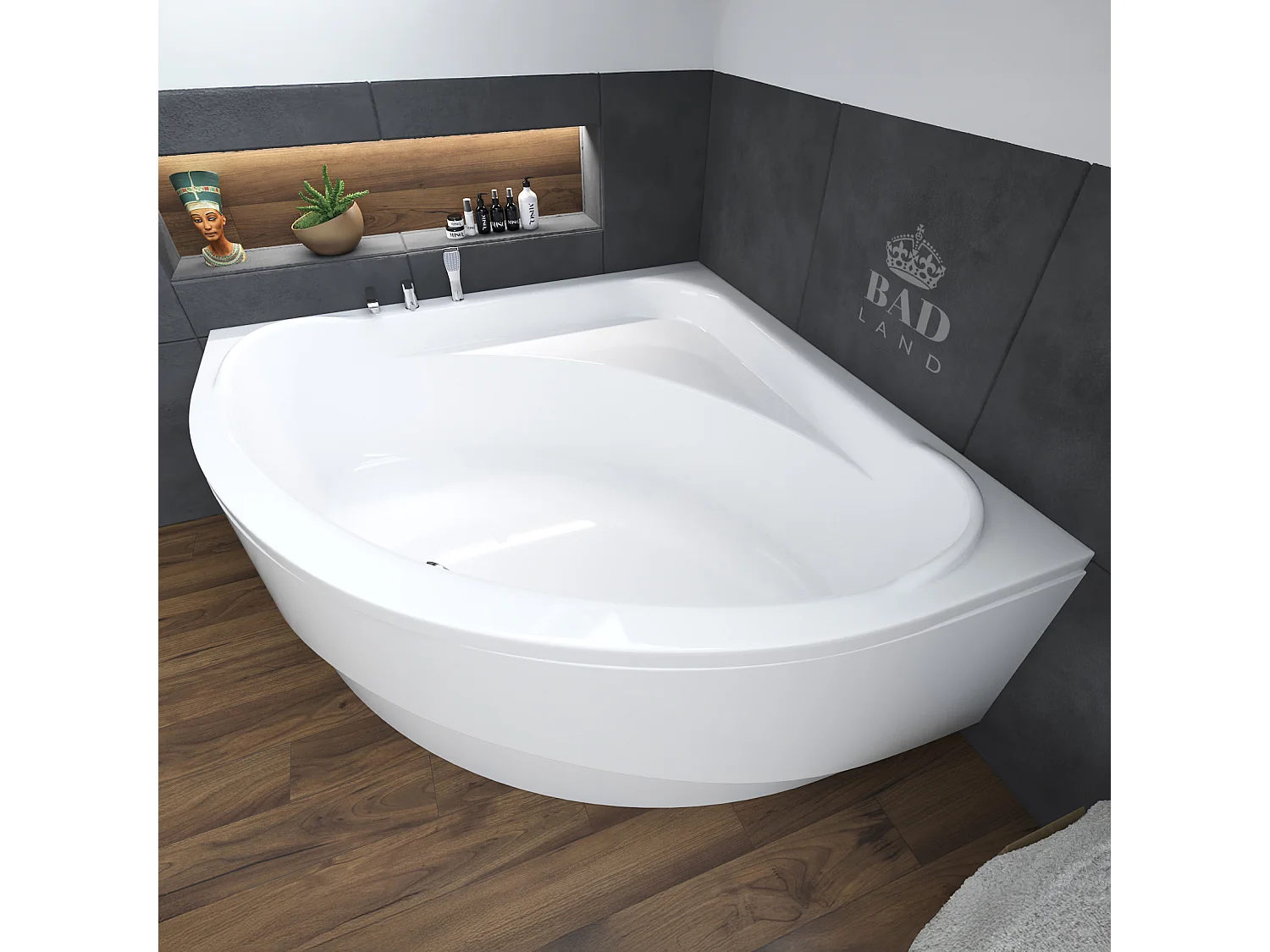 Hoekbad STANDARD 140x140 met acrylrand | Afvoer & poten GRATIS!