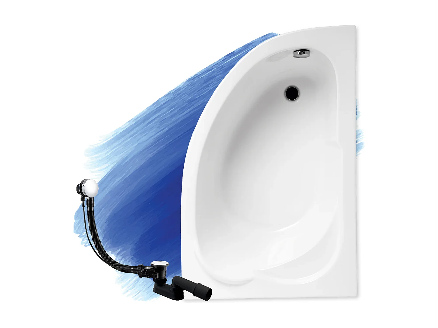 Hoekbad STANDARD 130x85 rechts | Afvoer & poten GRATIS!