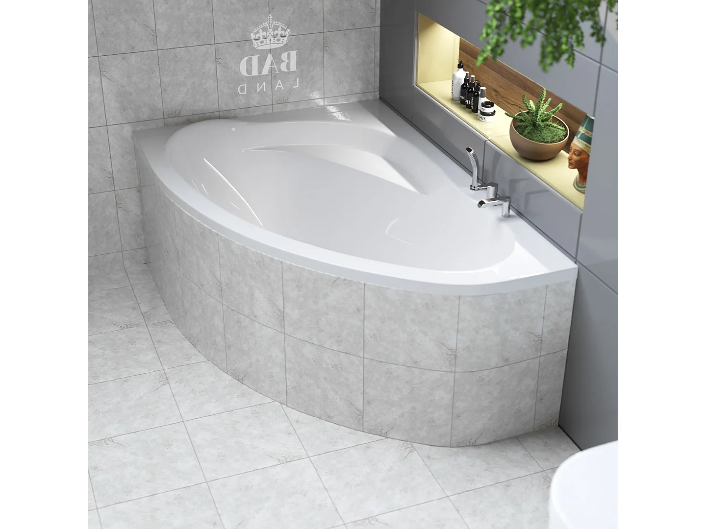 Hoekbad MAREA 150x100 links met piepschuim bekleding | Afvoer & voeten GRATIS!