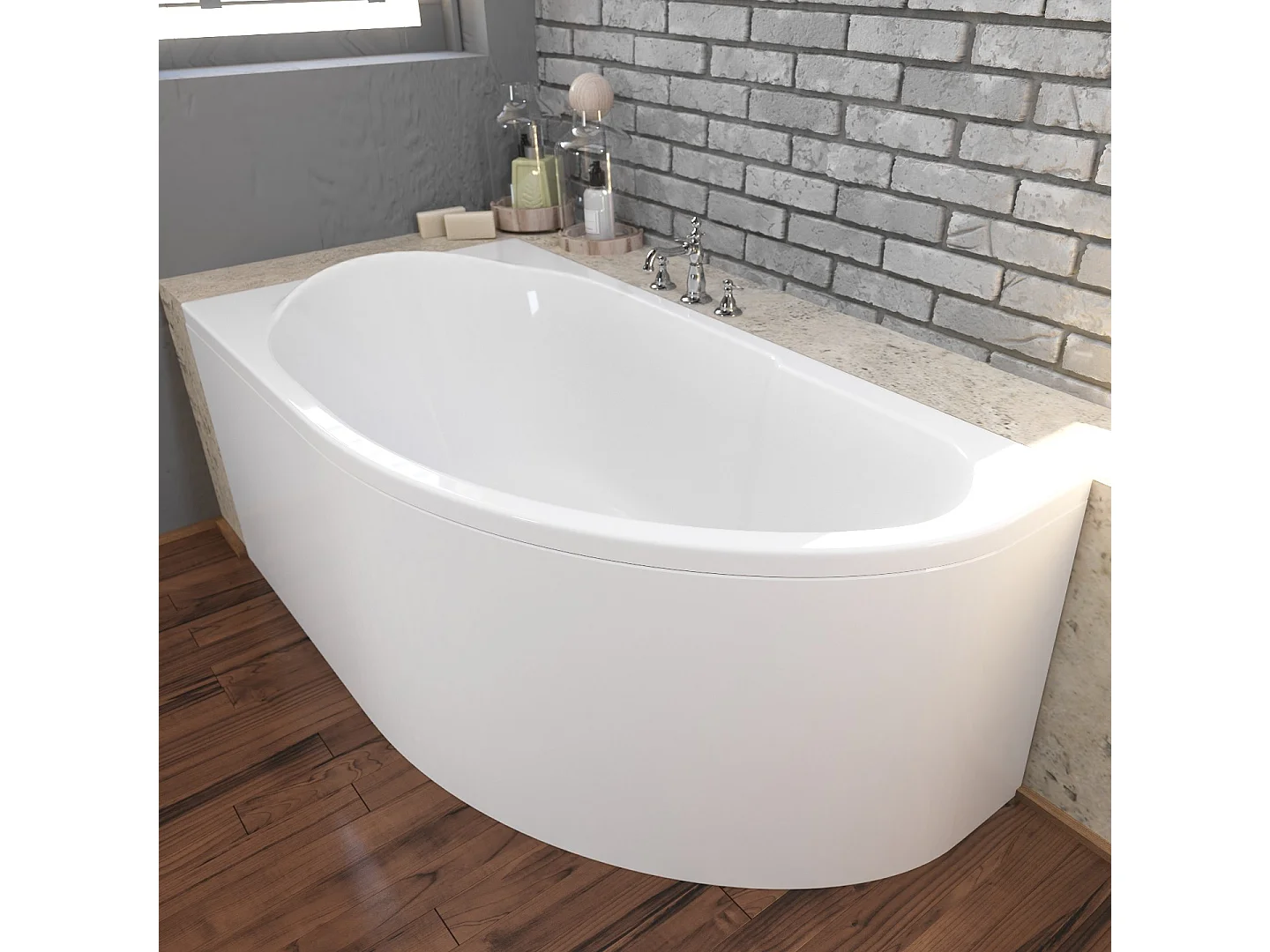 Hoekbad MIKI 145x85 links met acrylrand | Afvoer & poten GRATIS!